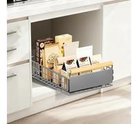 EOJDDPA Cassetto estraibile per cucina, 1 pezzo, sistema di cassetti Telescop con estrazione, senza foratura, fino a 25 kg, organizer per cassetti per armadi profondi, grigio, 39,5 x 23,5 x 11 cm