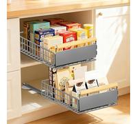 EOJDDPA Cassetto estraibile per cucina, 2 pezzi, sistema di cassetti Telescop con estrazione, senza foratura, fino a 25 kg, organizer per cassetti per armadi profondi, grigio, 39,5 x 23,5 x 11 cm