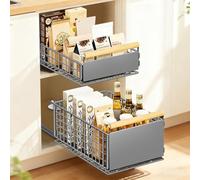 EOJDDPA, Cassetto estraibile per la cucina, 2 pezzi, sistema di cassetti telescopico con estrazione completa, senza foratura, fino a 25 kg, organizer per cassetti per armadi profondi (grigio)