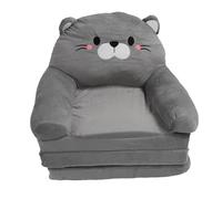 EOJDDPA Divano per bambini, sedia per bambini, peluche, simpatico gatto, pieghevole, cuscino per sedersi, bracciolo, divano letto, per fare un pisolino, giocare, dormire, leggere, grigio (3 strati)