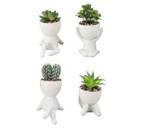 EOJDDPA Fioriera artificiale per piante grasse, carine, a forma di umana, in plastica e ceramica, con vasi, per la decorazione di casa e ufficio, set da 4 pezzi