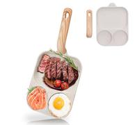 EOJDDPA Padella antiaderente per uova in 3 pezzi, 40 x 19 cm, per colazione, uova, frittelle e altro ancora, rivestimento antiaderente per fornelli a gas, piano cottura a induzione, lavabile in