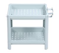 EOJDDPA Scaffale da pavimento per il bagno Spazioso scaffale aperto Scaffali angolari autoportanti Robusto scaffale in plastica per l'organizzazione del bagno Blu nordico (2 livelli)