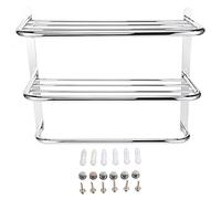 EOJDDPA Scaffale per bagno in acciaio inossidabile rastrellino per asciugamani a parete a 3 livelli con finitura cromata - moderna unità di stoccaggio per asciugamani, shampoo e articoli