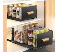 EOJDDPA Set di 2 cassetti telescopici - Cassetto estraibile da cucina senza foratura, 40 x 24 x 17 cm in acciaio al carbonio con scorrevoli silenziosi