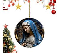 Eojpdji Ornamenti natalizi per presepe - Ciondolo in acrilico 2D - Gesù Cristo gioielli per l'albero di Natale - per casa, albero del giardino, Pasqua, libreria, interni auto, maniglia della porta