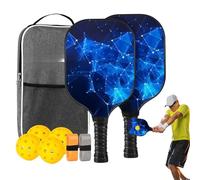 Eojpdji Racchetta da Pickleball - Set di Pickleball in Fibra di Vetro con 4 Racchette,Accessori Sportivi in Fibra di Vetro Leggeri Ergonimici per Uomini Donne Ragazzi Ragazze Sport Casa Esterno
