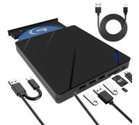 EOKEKE Lettore Blu-ray esterno 8 in 1, lettore Blu-ray esterno, lettore DVD/BD, masterizzatore blu ray con USB 3.0 Type-C, portatile 3D CD DVD masterizzatore ottico Bluray Drive per Windows 7/8/10/11