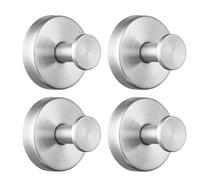 Eolax Gancio a ventosa per doccia e bagno Heavy, rimovibile per asciugamani, accappatoi, luffa, ganci in acciaio inox per vetro, specchi, piastrelle, cucina (4 pezzi) nichel spazzolato