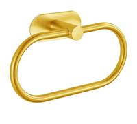 Eolax Portasciugamani ad anello, autoadesivo per bagno, in acciaio inossidabile, senza fori, moderno, rotondo, montaggio a parete (oro)
