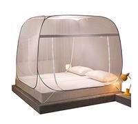 EOMIK Zanzariera a baldacchino, letto matrimoniale, parte superiore e inferiore quadrata, per viaggi, casa, anti zanzare, pieghevole, pop-up, tenda da campeggio indipendente, 180 x 200 cm, grigio