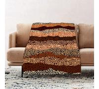 EOMKSE Coperta Morbida - Plaid Divano Super Morbida - Coperta Morbida Leggera Per Letto,Divano,Campeggio e Viaggi,Motivo etnico vintage con colori marroni, antiche linee curve a spirale, figu100x130cm
