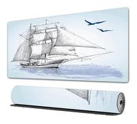 EOMKSE Tappetino per mouse da gioco,grande,antiscivolo,impermeabile,con bordi cuciti,Disegno della barca. Schizzo vettoriale della barca a vela,per gaming,ufficio,casa,30x80 cm