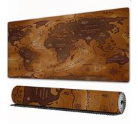 EOMKSE Tappetino per mouse da gioco,grande,antiscivolo,impermeabile,con bordi cuciti,Mappa del mondo vintage retrò oceanico e montano,per gaming,ufficio,casa,40x90 cm