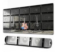 EOMKSE Tappetino per mouse da gioco,grande,antiscivolo,impermeabile,con bordi cuciti,Tema musicale rock elettronico con bandiera americana, nero e noi basso digitale,per gaming,ufficio,casa,40x75 cm