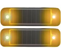 EONANT Confezione da 2 luci di avvertimento solari, impermeabili, mini LED lampeggianti, luce di sicurezza solare, di emergenza, di avvertimento, mini auto, bicicletta, moto, luci lampeggianti (giallo