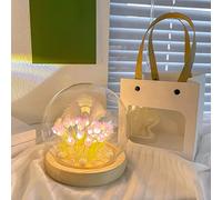 EONANT Luce notturna a tulipano, fatta a mano, decorazione per la casa, camera da letto, dormire, lampada da tavolo per bambini e ragazze, amanti, regali, atmosfera, lampada da scrivania (viola 20