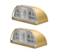 EONANT Luce per foro della chiave, sensore di movimento a infrarossi PIR, LED Smart Door Lock Sensor Light, alimentato a batteria con 4 LED per porta, cucina, scale, WC e molto altro ancora. (oro, 2