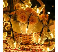 EONANT Luci solari a forma di farfalla, impermeabile 20 piedi 30 LED luci da giardino a farfalla in cristallo 8 modalità cortile prato Decorazione natalizia per matrimoni (Bianco caldo)