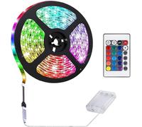 EONANT Striscia LED a batteria con telecomando a 24 tasti, timer, sfondo TV multicolore, per casa, camera da letto, feste, decorazione (3 m, 180 LED)