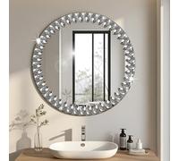 EONAZE Specchio rotondo HD autoadesivo, decorativo per toeletta, bagno, soggiorno, corridoio, camera da letto (25 x 25 cm)