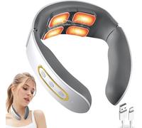 Massaggiatore Cervicale, 6 Modalita 9 livelli Massaggiatore Collo Schiena, Massaggio a Impulsi a 4 Teste e Funzione di Riscaldamento a Temperatura Costante, per Alleviare il Dolore al Collo