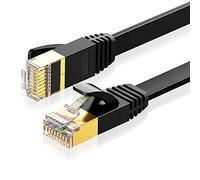 Eono Cavo Ethernet Cat 7, RJ45 per Rete Piatto Cavi Internet Alta Velocità 10Gbps 600MHz Compatibile con PC, PS5, TV Box, Modem, Router, Panelli Patch (Flat Black, 1M/3FT)