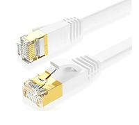 Eono Cavo Ethernet Cat 7, RJ45 per Rete Piatto Cavi Internet Alta Velocità 10Gbps 600MHz Compatibile con PC, PS5, TV Box, Modem, Router, Panelli Patch (Flat White, 10M/33FT)