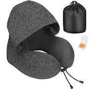 Eono, Cuscino Collo Memory Foam Cervicale, con Cappuccio, Comodo da Viaggio per Aereo, Auto, Treno, Ufficio