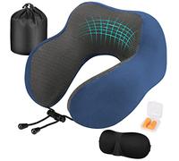 Eono Cuscino da Viaggio, Cuscino Collo Memory Foam, Cuscino Cervicale Viaggio, Perfetto per Aereo Auto Ufficio, Inclusa Maschera per Dormir, Tappi auricolari, Borsa per Trasporto