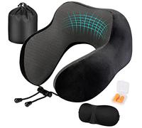 Eono Cuscino da Viaggio, Cuscino Collo Memory Foam, Cuscino Cervicale Viaggio, Perfetto per Aereo Auto Ufficio, Inclusa Maschera per Dormir, Tappi auricolari, Borsa per Trasporto