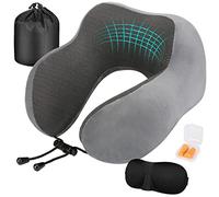 Eono Cuscino da Viaggio, Cuscino Collo Memory Foam, Cuscino Cervicale Viaggio, Perfetto per Aereo Auto Ufficio, Inclusa Maschera per Dormir, Tappi auricolari, Borsa per Trasporto