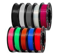 EONO PLA+ Filamento 1,75 mm, 10 x 250 g, filamento per stampante 3D ad alta resistenza, nero, bianco, grigio, blu, verde, rosso, rosa, arancione, viola, trasparente, compatibile con tutte le stampanti