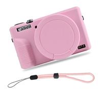 EONORY Custodia per fotocamera Canon G7X Mark III, antigraffio, sottile, morbida, in silicone, con copriobiettivo rimovibile e cinturino da polso, per Powershot G7X Mark iii (rosa)