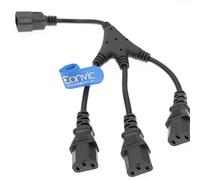 Eonvic, cavo di alimentazione con splitter a Y, da IEC 320 C14 maschio a 3 C13 femmina, 30 cm