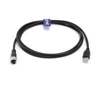 Eonvic Cavo di connessione dati industriale M12 5 pin A femmina a USB 2.0 maschio, cavo di connessione dati ad alta flessione schermato, modellato, IP67, impermeabile, 3 m