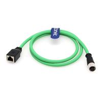 Eonvic Cavo di prolunga Ethernet industriale Cat6 M12 a 4 pin femmina D-Code a RJ45 femmina Gigabit ad alta flessibilità schermato, 4 pin femmina da M12 a RJ45 femmina, 1 m