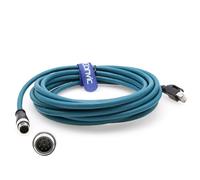 Eonvic Cavo Ethernet industriale da M12 a RJ45, 8 pin, con sensore di codice, Gigabit Ethernet, Cat-6, cavo schermato ad alta flessibilità, per fotocamera industriale Cognex (5 m, blu)