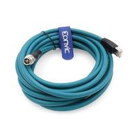 Eonvic Cavo Ethernet schermato M12 X-Type 8 posizioni a RJ45 Cat-7e, impermeabile, cavo di rete industriale ad alta flessibilità per Cognex (20 m, blu)