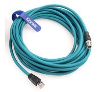 Eonvic Cavo schermato Ethernet M12 X-Type 8 Posizioni a RJ45 Cat 7e Cavo di rete industriale impermeabile ad alta flessione per Cognex (15M, blu)