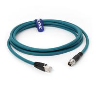 Eonvic Cognex - Cavo Ethernet M12 X-Type 8 pin maschio a RJ45 Cat-7e, cavo ad alta flessibilità (3 m, blu)