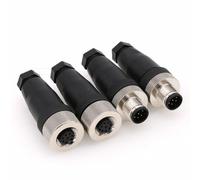 EONVIC Connettore M12 8 pin maschio e femmina, 12 mm A Codice IP67 30V 2A AC/DC Connettore circolare industriale, montaggio campo non rivestito sensore cablabile dritto 2sets