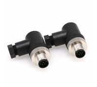 Eonvic Connettore maschio M12 a 8 pin, 12 mm, codice A, IP67, 30 V, 2 A, AC/DC, connettore circolare industriale, sensore cablabile ad angolo retto, 2 pezzi