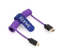 EONVIC Eonvic Cavo HDMI a Micro HDMI 2.1 8K ad alta velocità sottile HDMI maschio a maschio, cavo a spirale viola per Sony Alpha III Atomos Ninja V (HDMI-Micro HDMI, cavo a spirale intrecciato viola)