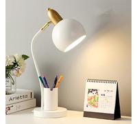 EONYUANGUO Lampada da scrivania a LED, Lampada da comodino per lampada da comodino per protezione occhi con portapenne Lampada da lettura e apprendimento per studenti (bianca)