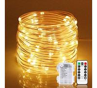 EONYUANGUO Tubo luminoso a LED, 10 M 100 LED Luci di corda Funziona a batteria con 8 modalità remote Luci da giardino per la decorazione di interni all'aperto (Caldo)