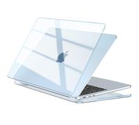EooCoo Cover Compatibile per MacBook Air 13.6 Pollici M4 M3 M2 2025 2024 2022, Partita Ufficiale Celeste, Logo Chiaro, Plastica Rigida Custodia Mac 13 A3240 A3113 A2681 Trasparente- Cristallo Celeste