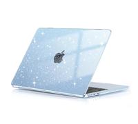 EooCoo Custodia Compatibile con MacBook Air 13.6 Pollici M2 A2681 M3 A3113 M4 A3240 con Touch ID, 2022 2024 2025 Rilasciato, Plastica Mac 13 Cover Rigide - Scintillante Cristallo Celeste