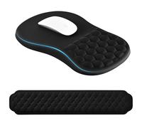 EooCoo Poggiapolsi per Tastiera con Memory Foam + Tappetino per Mouse con Supporto Polso e Design Massaggio, Comodo Ergonomico Mouse Pad, Gaming Tappetino Mouse per Computer, Ufficio, Nero