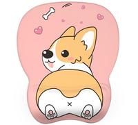 EooCoo Tappetino Mouse con Comodo Supporto per Il Polso, Gaming Mousepad Ergonomico con Poggiapolsi in Memory Foam, Resistente all'Usura, Ufficio Mouse Pad, Accessori Scrivania, Cartone Animato Corgi